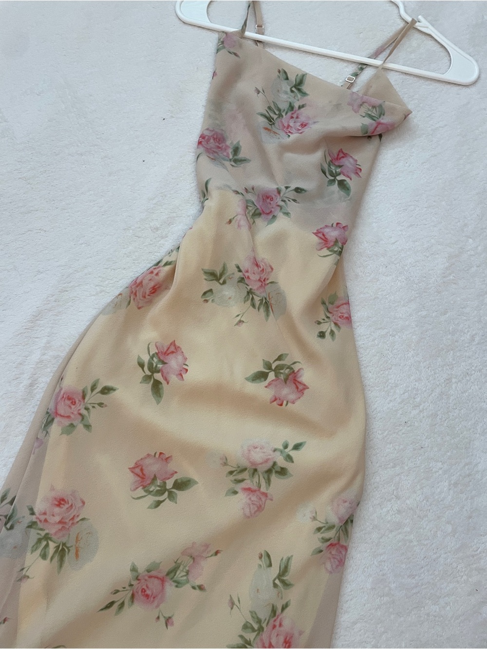 Showpo Sleeveless Floral midi Dress in Cream and Pink